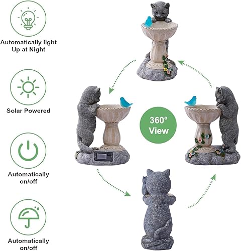 Miniatura 4 de Estatuas de gato para baño de pájaros esculturas al aire libre para jardín, césped, patio, balcón, porche, regalos únicos para madres y abuelas