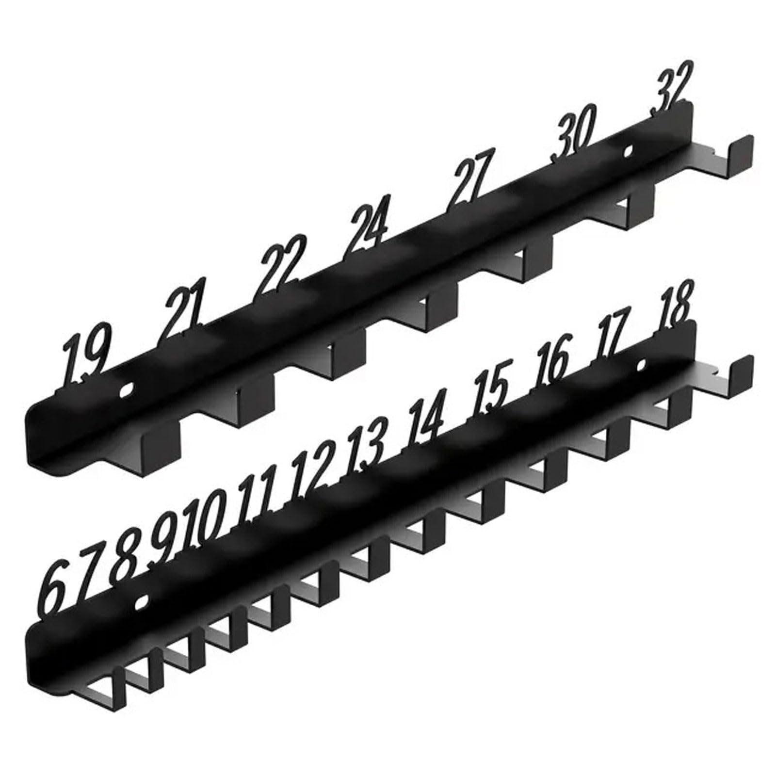 Workshop Wrench Storage Rack 6-18, 19-32, 6-32 Labeled Slots Option Heavy Duty Metal Wall Mount Organizers for Tools Numbered Slots Screw Storage