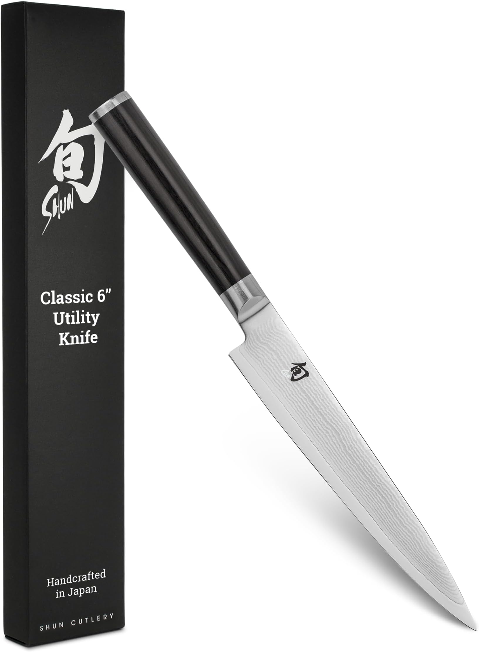 Classic 6" Utility Knife, Handcrafted Japanese Kitchen Knife, VG-MAX Core with Damascus Stainless Steel Cladding, Pakkawood Handle, Precision and Sharpness for Professional and Home Chefs