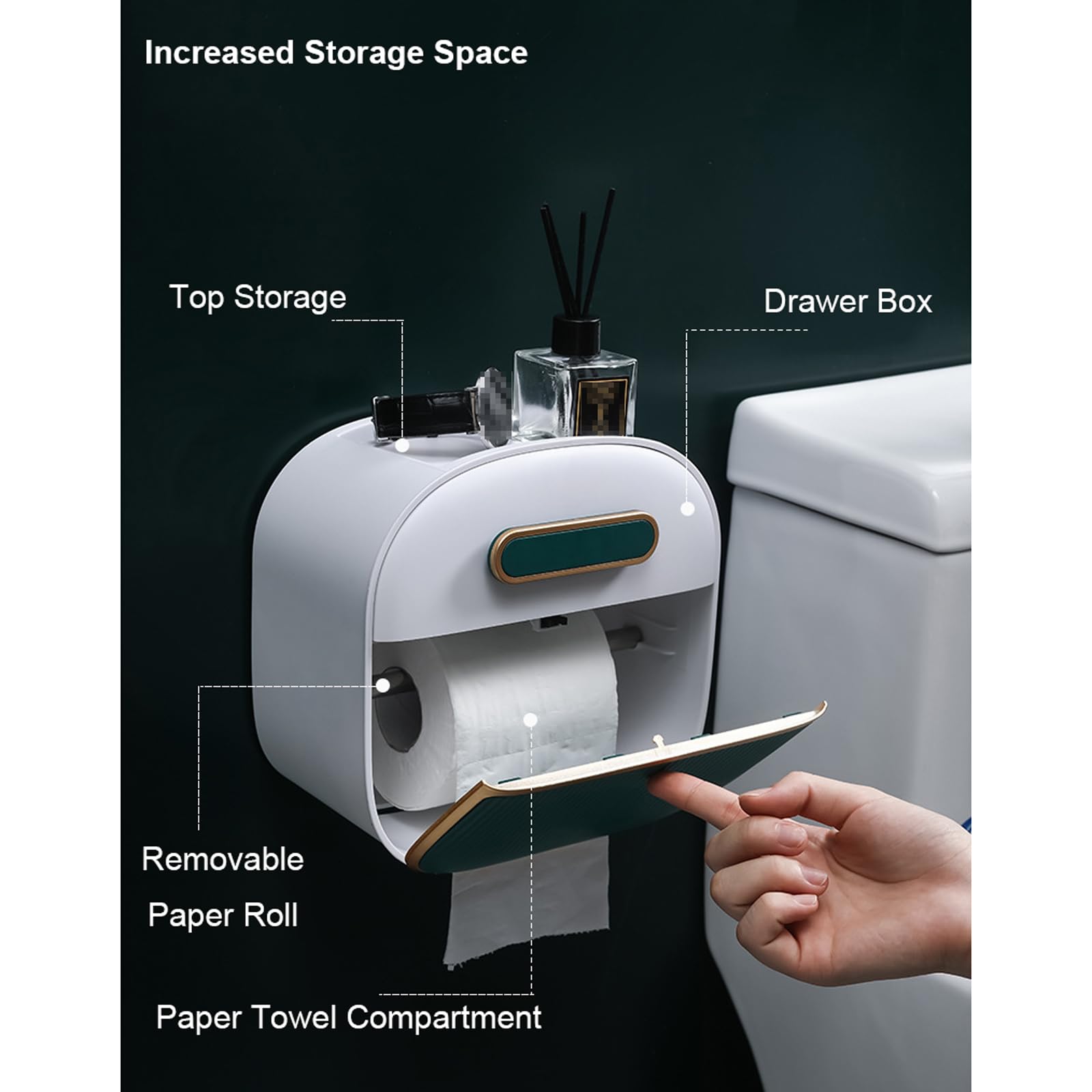 Distributore di Asciugamani di Carta Multifunzionale da Parete Commerciale con cassetto – Scatola di fazzoletti Creativa per bagni Domestici e aziendali – Porta Asciugamani Bianco