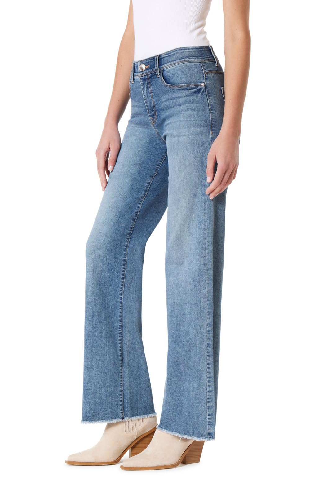 Angels Forever Young Womens 360 Sculpt Mid-Rise Wide Leg Jeans