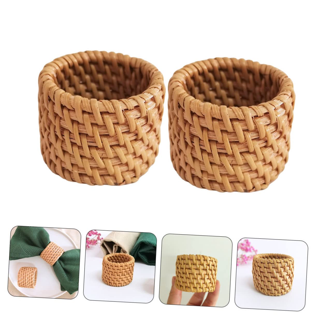 TOPBATHY 8piezas Anillos De Rattan para Servilletas Decorativos Hebillas Resistentes para Servilletas Bodas y Decoración De Mesa