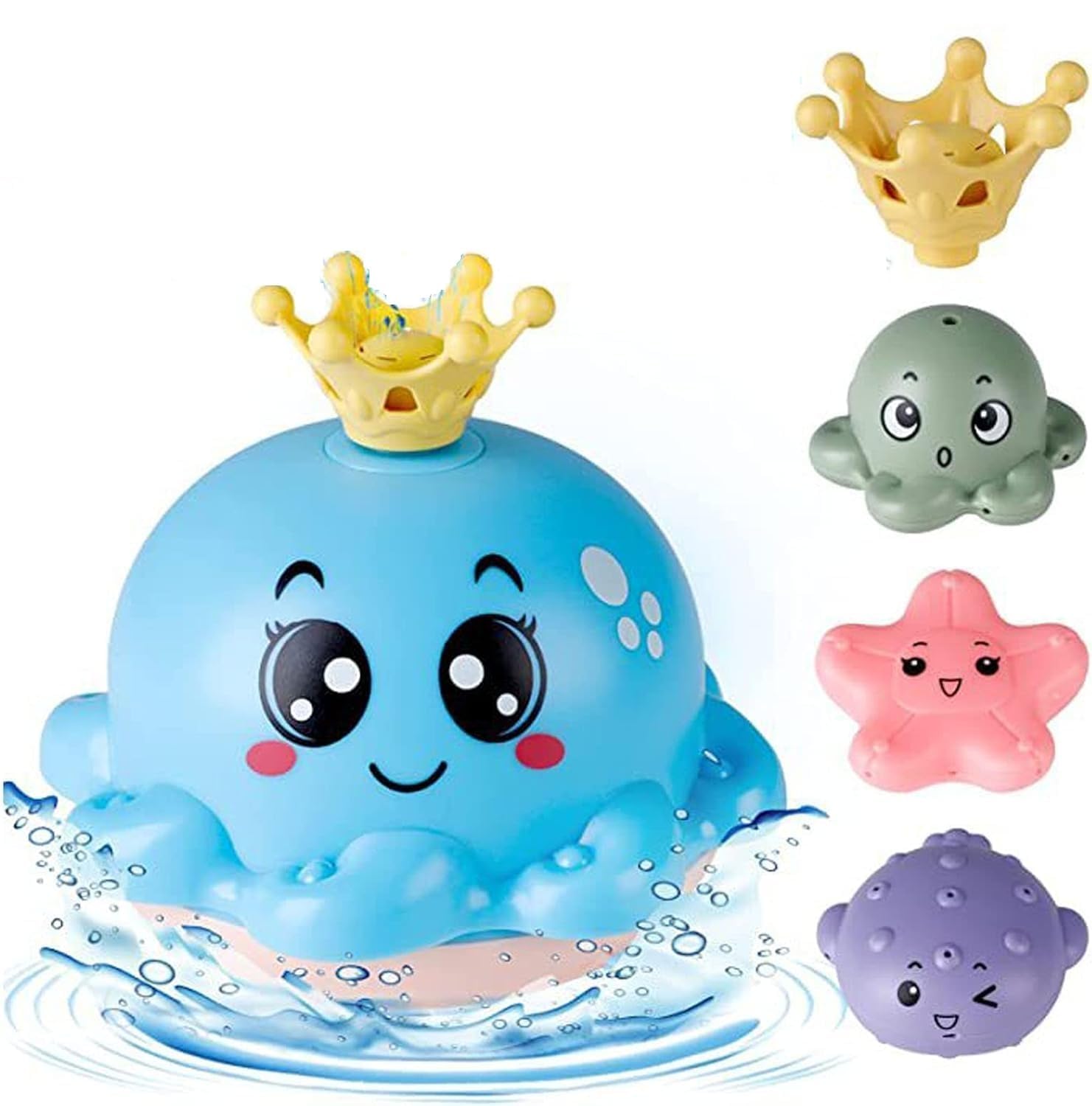 Bliss HUES Octopus Light-Up Bath Toy – Automatic Induction Water Sprayer with LED Lights & 4 Spray Patterns for Babies & Toddlers (Ages 1-3)-image-30