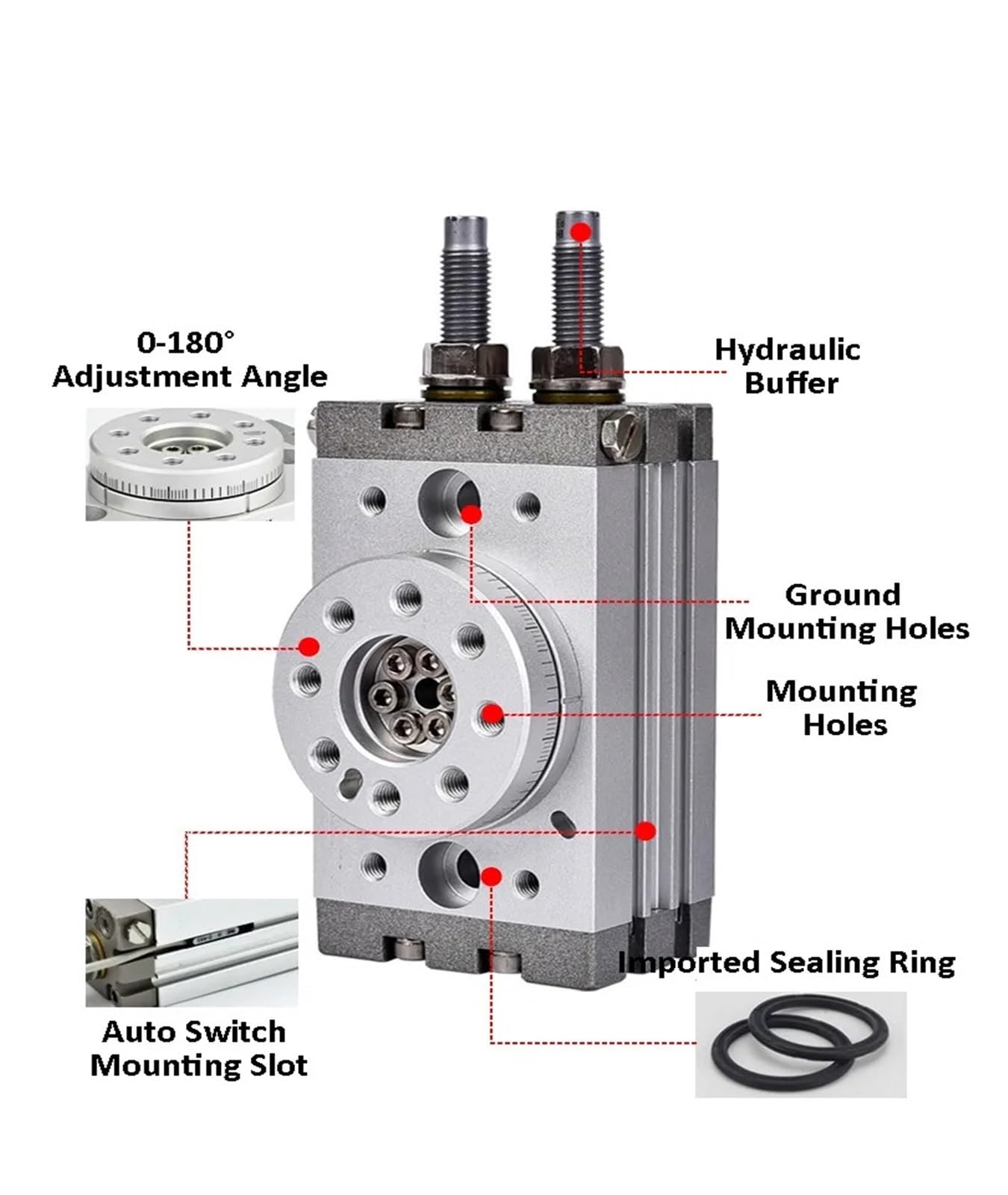 Pneumatyczny cylinder obrotowy 0-180 stopni obrotowy cylinder MSQB 1A 2A 3A 7A 10A 20A 30A 50A 10R 20R 30R 50R L2 L3 | Cylinder pneumatyczny (MSQB50-L2)