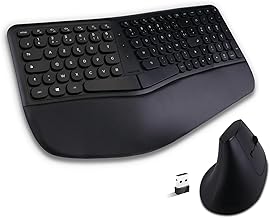 Smartergo, Ergonomic Wireless Keyboard Set for PC, Vertical Mouse 57° Adjustable 1600 DPI, AZERTY Keyboard with Wrist Rest 112 Keys & 12 Shortcuts, 2.4 GHz, Black