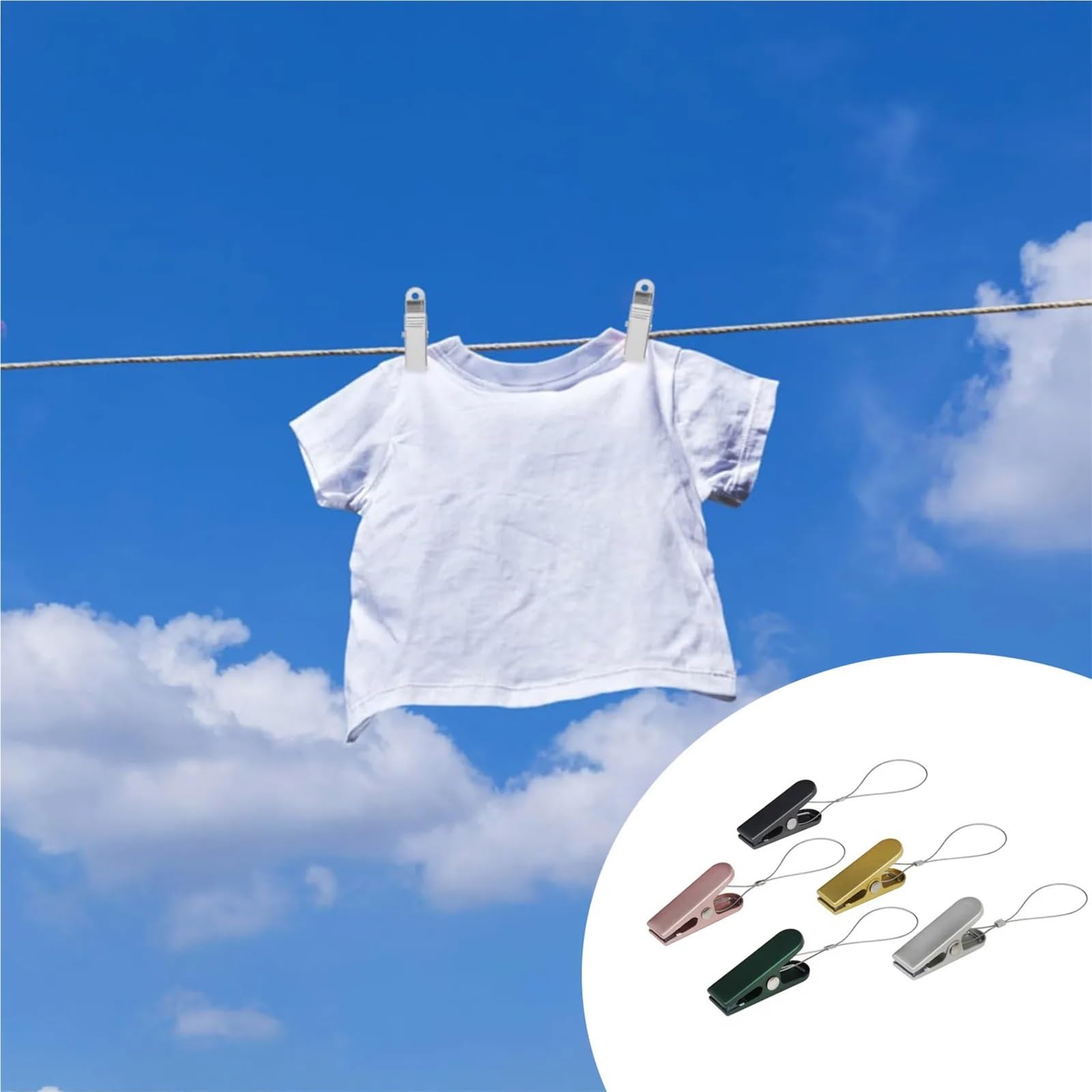 Wäscheklammern mit Federöffnung, stabiler Clip und Tropfen, Wäscheklammern für Camping, Zelte, Heimdekoration für Decken, Socken, 40 Stück (Roségold)