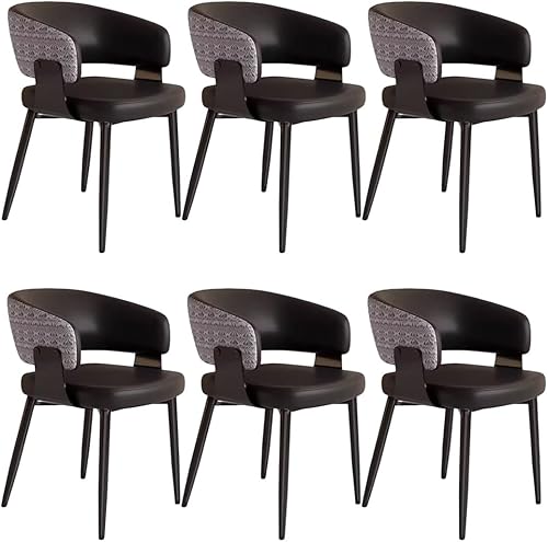 Miniatura 11 de YVYKFZD Juego de sillas de comedor, silla de comedor con patas de metal y respaldo curvo, sillas de cocina tapizadas de cuero, reposabrazos, silla