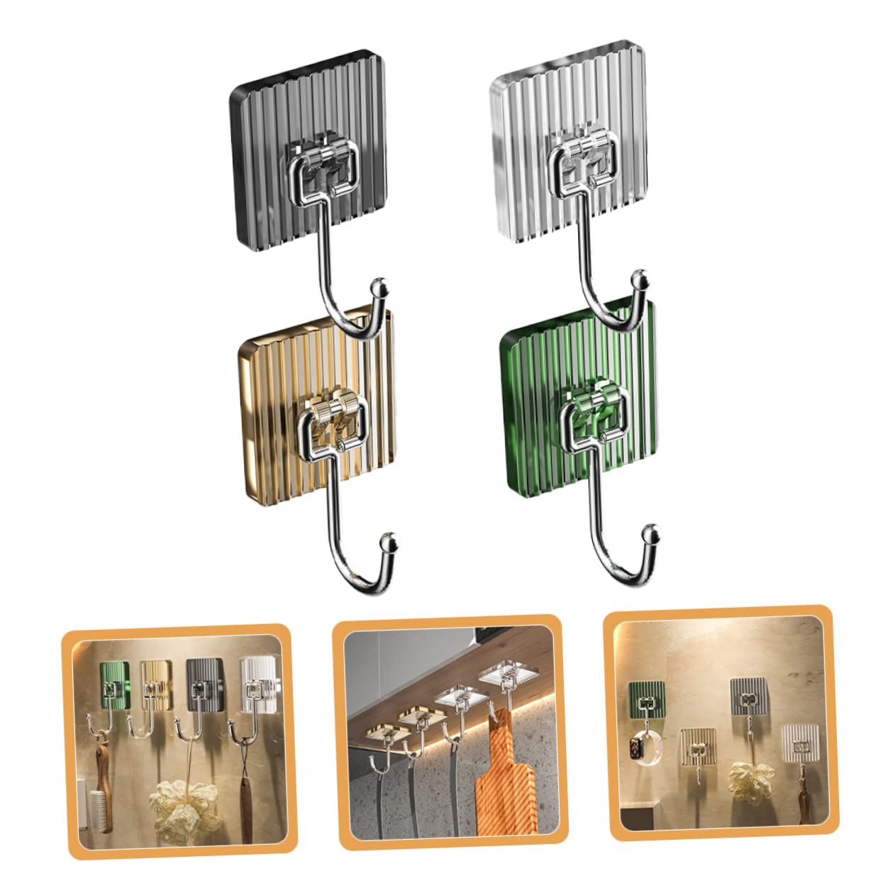 IMIKEYA 16piezas Ganchos De Pared Autoadhesivos De Inoxidable Para Colgar Cocina y Baño Ganchos Resistentes y Versátiles Para Ropa y Accesorios