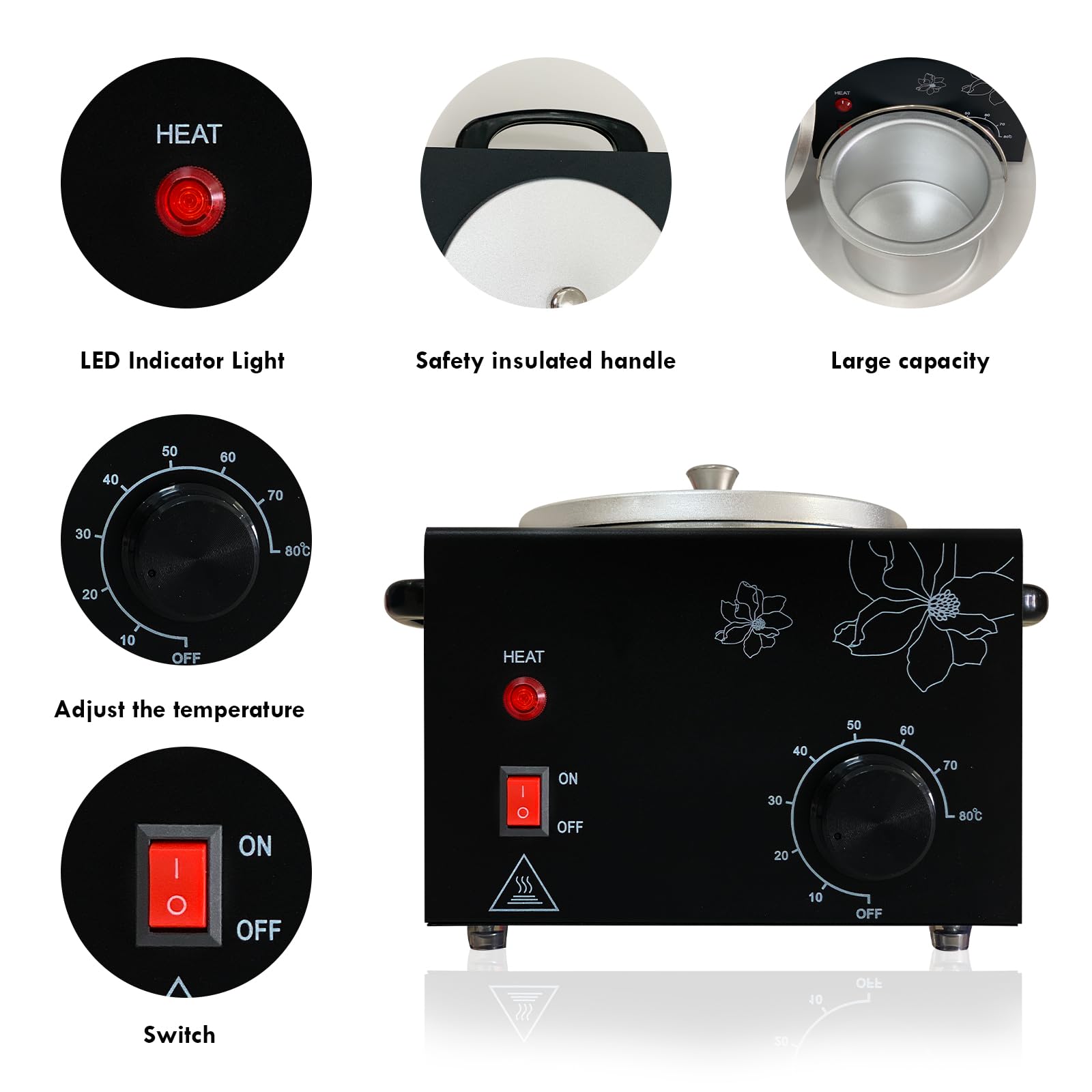 Calentador de cera eléctrico profesional (olla individual negra)