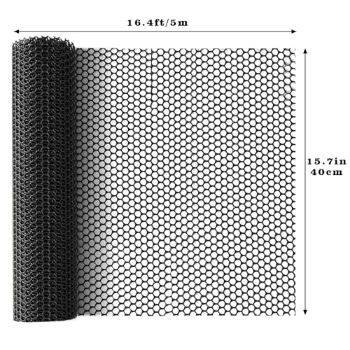 5 m × 40 cm Rollgitterzaun aus Kunststoff, Vielseitiger schwarzer Tiergitterzaun mit Netz, Zuschneidbar, langlebig als Baumschutz, Katzen-, Hunde- & Kaninchenbarriere sowie Pflanzenschutz