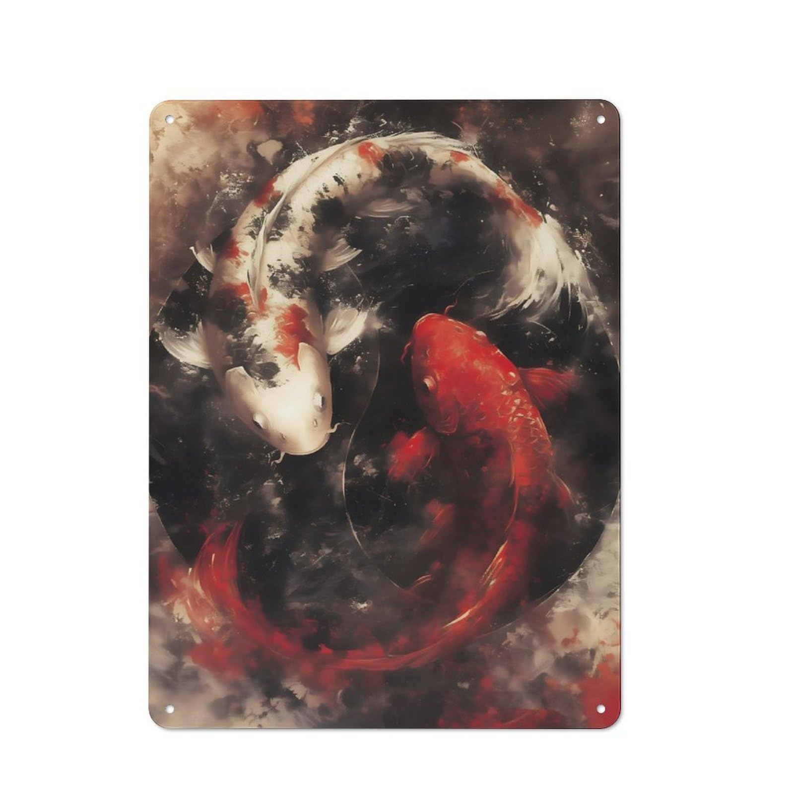 Junmoney Yin And Yang Oil Painting Tin Wall Plaque 40X30cm With For Pub Or Café, For Collectors Of Retro Metal Wall Decor