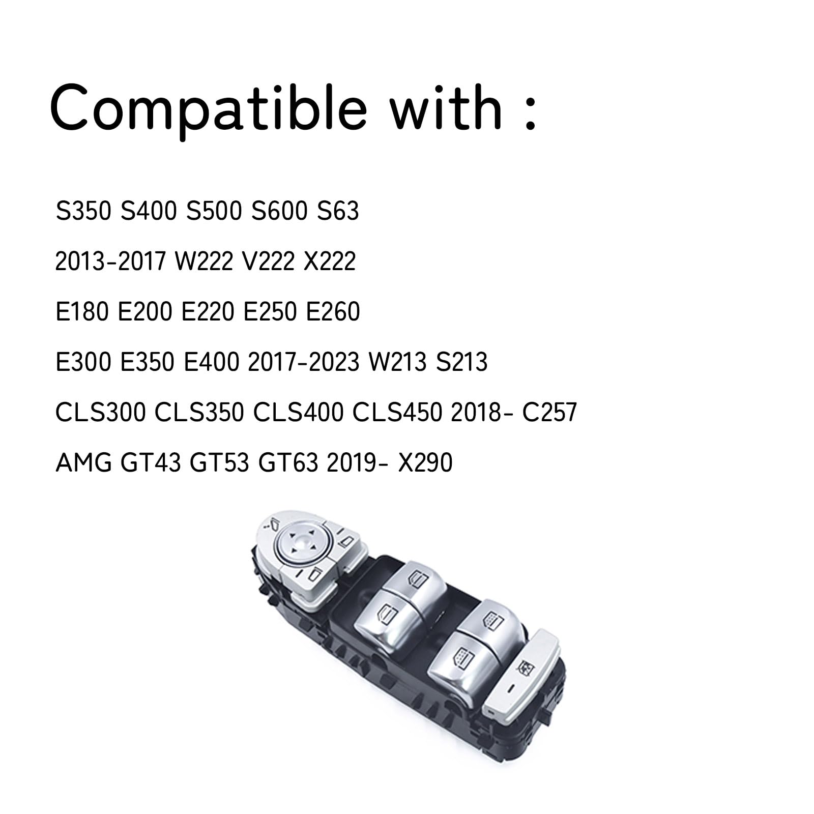 BZWS022 Interruttore Finestrino Elettrico per Lato Guidatore Nero Cromo Compatibile con A2139054803 A2229052004
