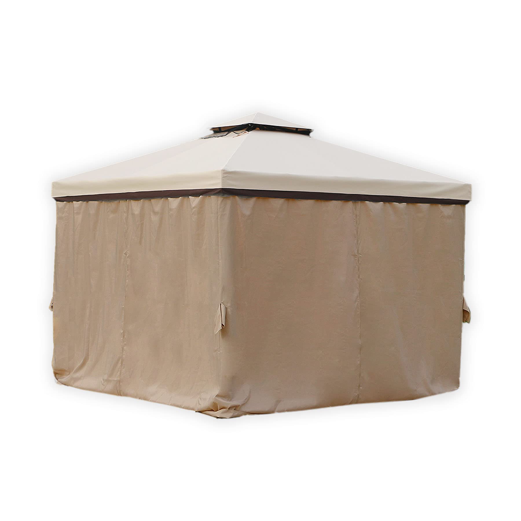 Sunshine Outdoor Replacement Gazebo Curtains 4 Panels with Zipper for Garden Patio Yard (12'x12', Khaki)(Curtains Only)