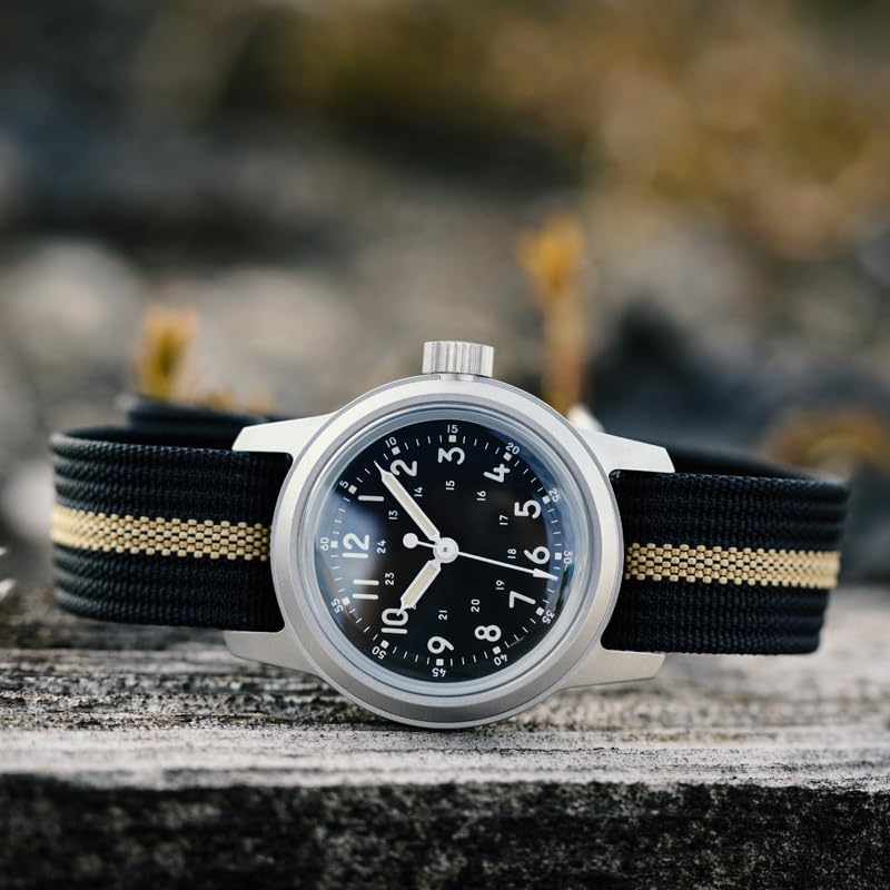 Rdunae RA01 G10 Relojes Militares De Campo Para Hombres, 36,5mm Movimiento Miyota Super 2035 Reloj Vintage De Cuarzo, Reloj De Pulsera Retro Con Segundero Continuo, Mineral Abombado K1 Endurecido