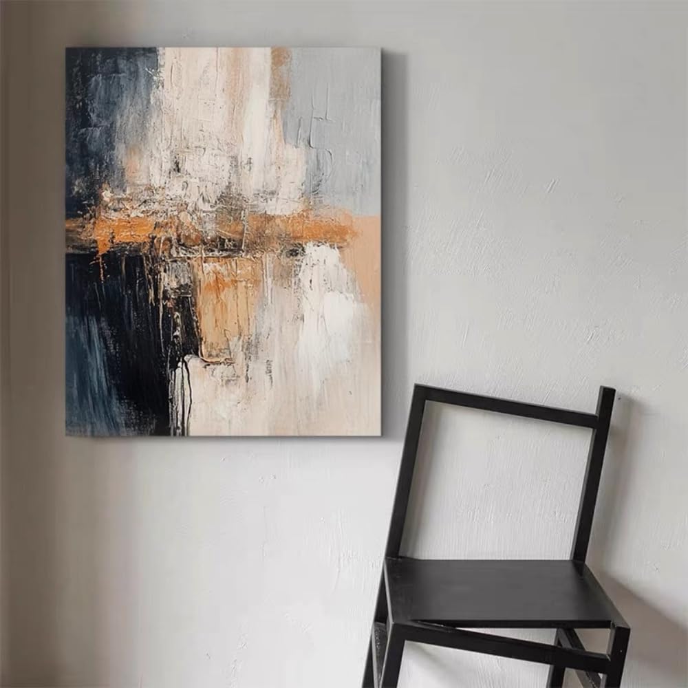 Uudezo With Frame Oil Painting In The Wabi-Sabi Style, Abstract Design For High-End Living Room Decor Artwork(50X75cm(20X30inch)