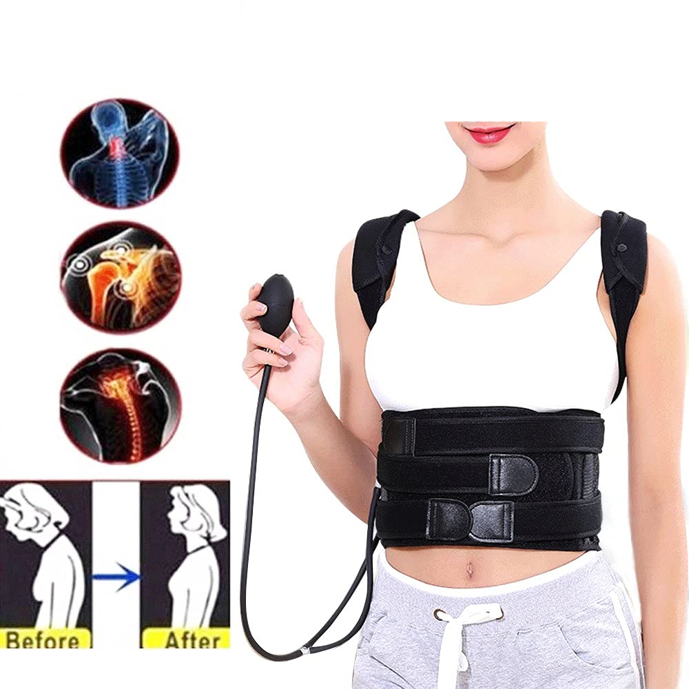 Corrector de Postura de Espalda Inflable y Soporte de Cintura Inflable Que mejoran el Alivio de la Mala Postura en Estudiantes，Pink-L for Weight 70