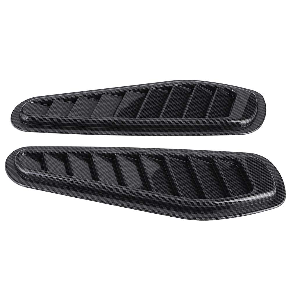 Air Flow Intake Cover, 2pcs Universal Carbon Fiber Style Decorative Scoop Bonnet Vent Hood Cover Hood Vents for Cars