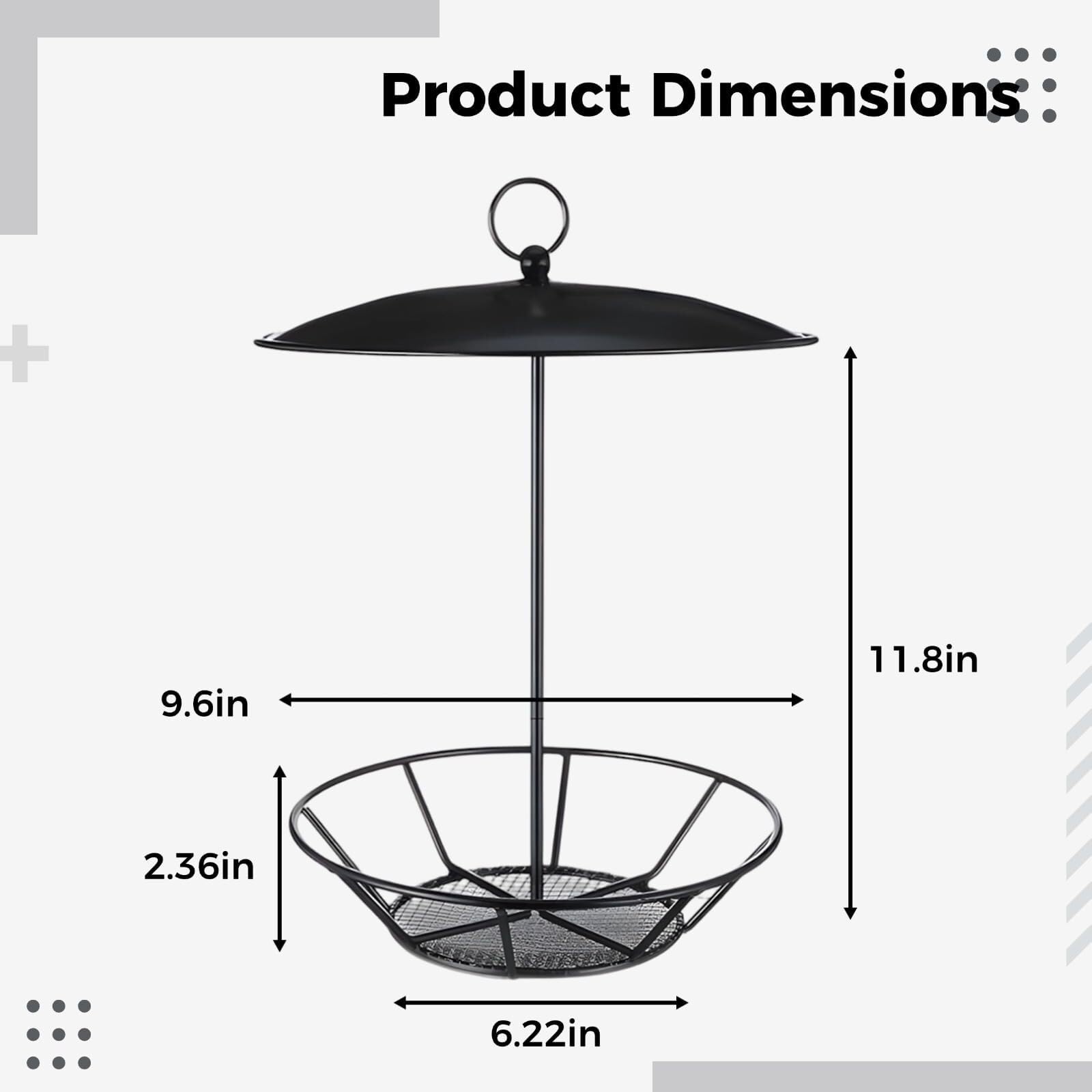 Comedero for pájaros de Metal Colgante con Techo, Gran Capacidad, Resistente a la Intemperie, fácil de llenar, a Prueba de Ardillas, comedero for pájaros Salvajes for jardín, 2 uds.