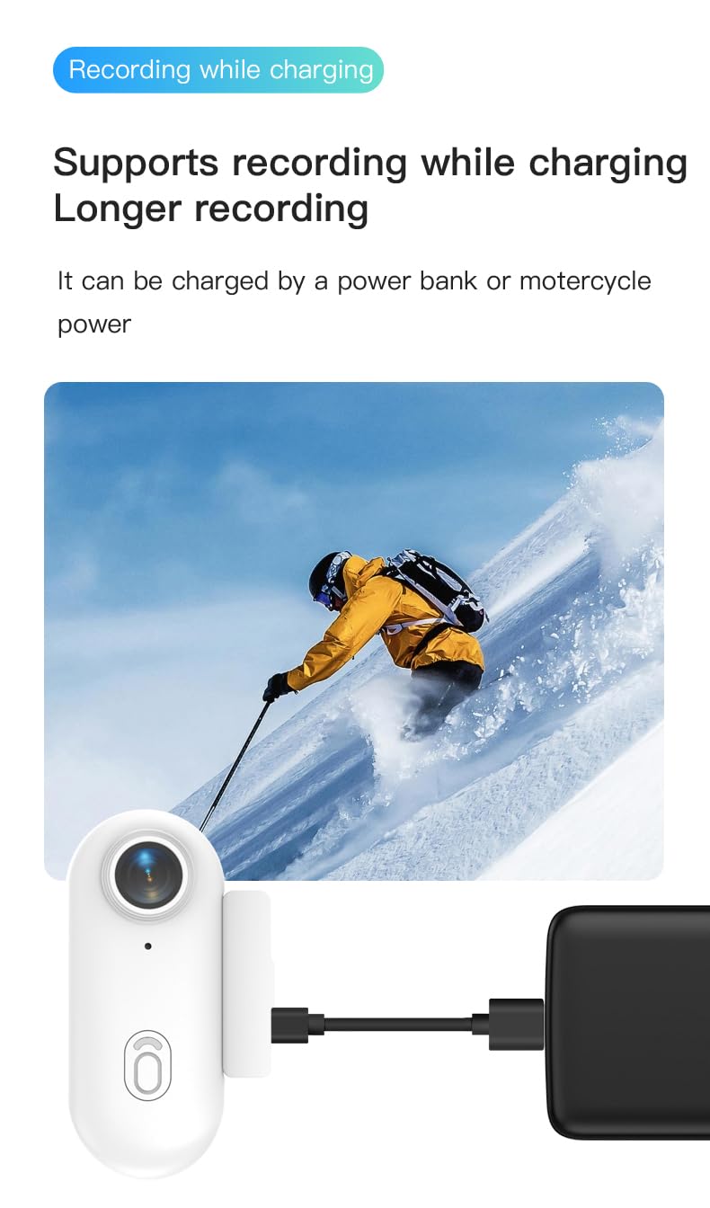 Winnes Mini Caméra Sport 4K WiFi Camera Piéton Portable Aimantée Grand Angle 120 Degrés Camera POV Mains Libres pour Voyage Vlog Cyclisme Moto Randonnée Ski étanche 30m Autonomie Longue Durée (Noir)