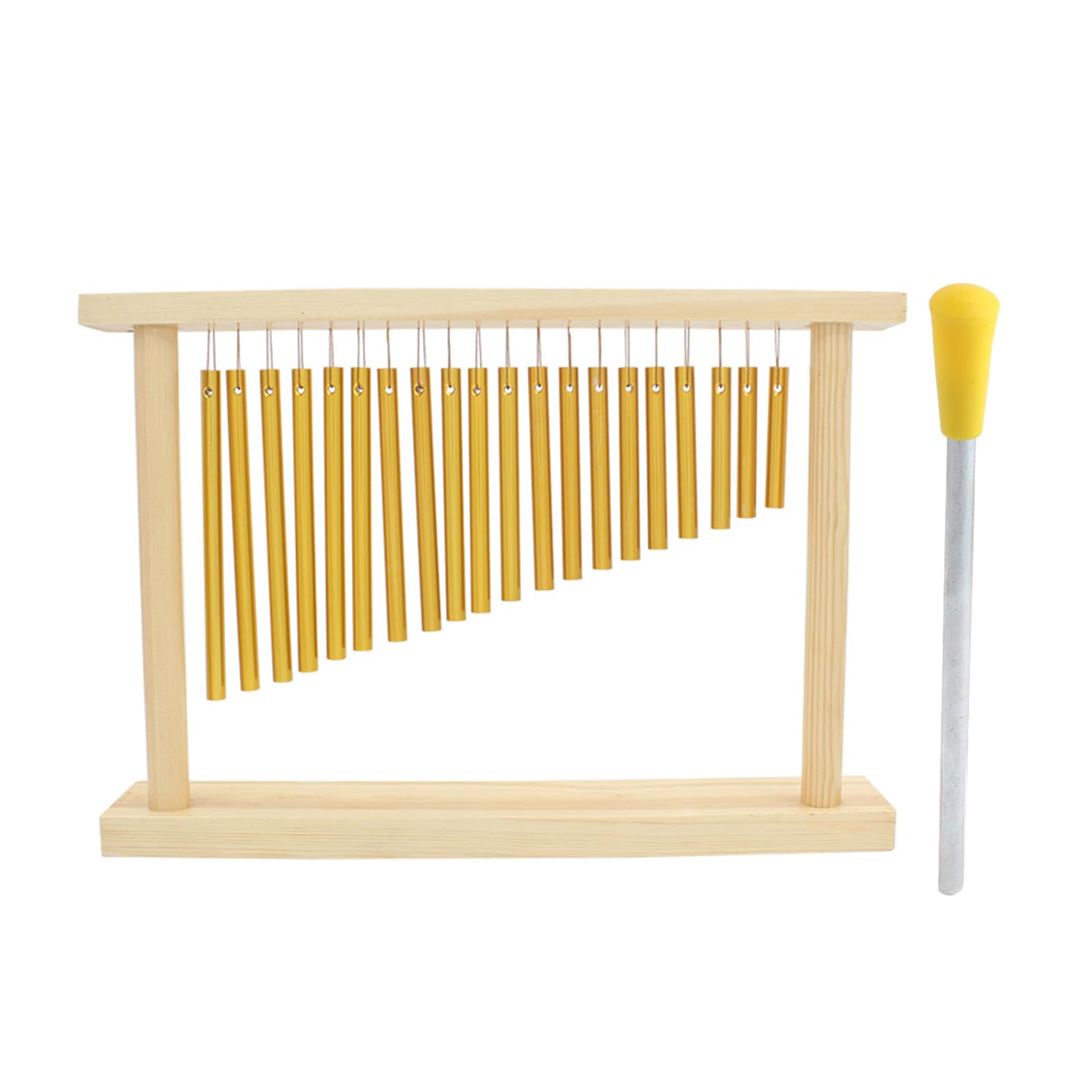 Kuranty perkusyjne Instrument muzyczny 20 sztabek miedzianych Jednorzędowy dzwonek wiatrowy z drewnianym stojakiem Kij dla dzieci Nauka muzyki Drewniany Złoty 38,8 x 27 x 5 cm