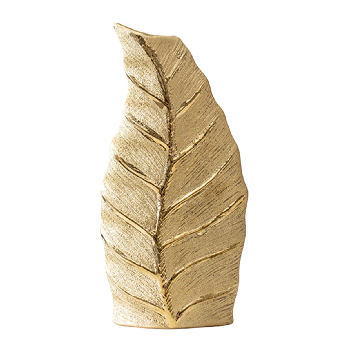 Vase en céramique feuille dorée minimaliste pour composition florale de maison