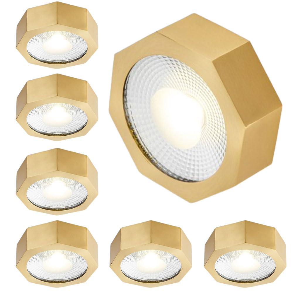 Plafonnier LED laiton brossé or 5W spots en saillie haut de gamme x7