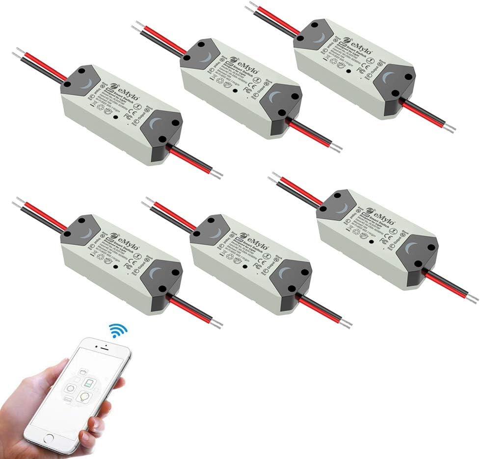 eMylo Smart WiFi Light Switch Wireless Relay Switch Tuya Module Remote Control Home Automation Timers Compatible with Alexa Echo Google Home Support iPhone Android 6 Pack