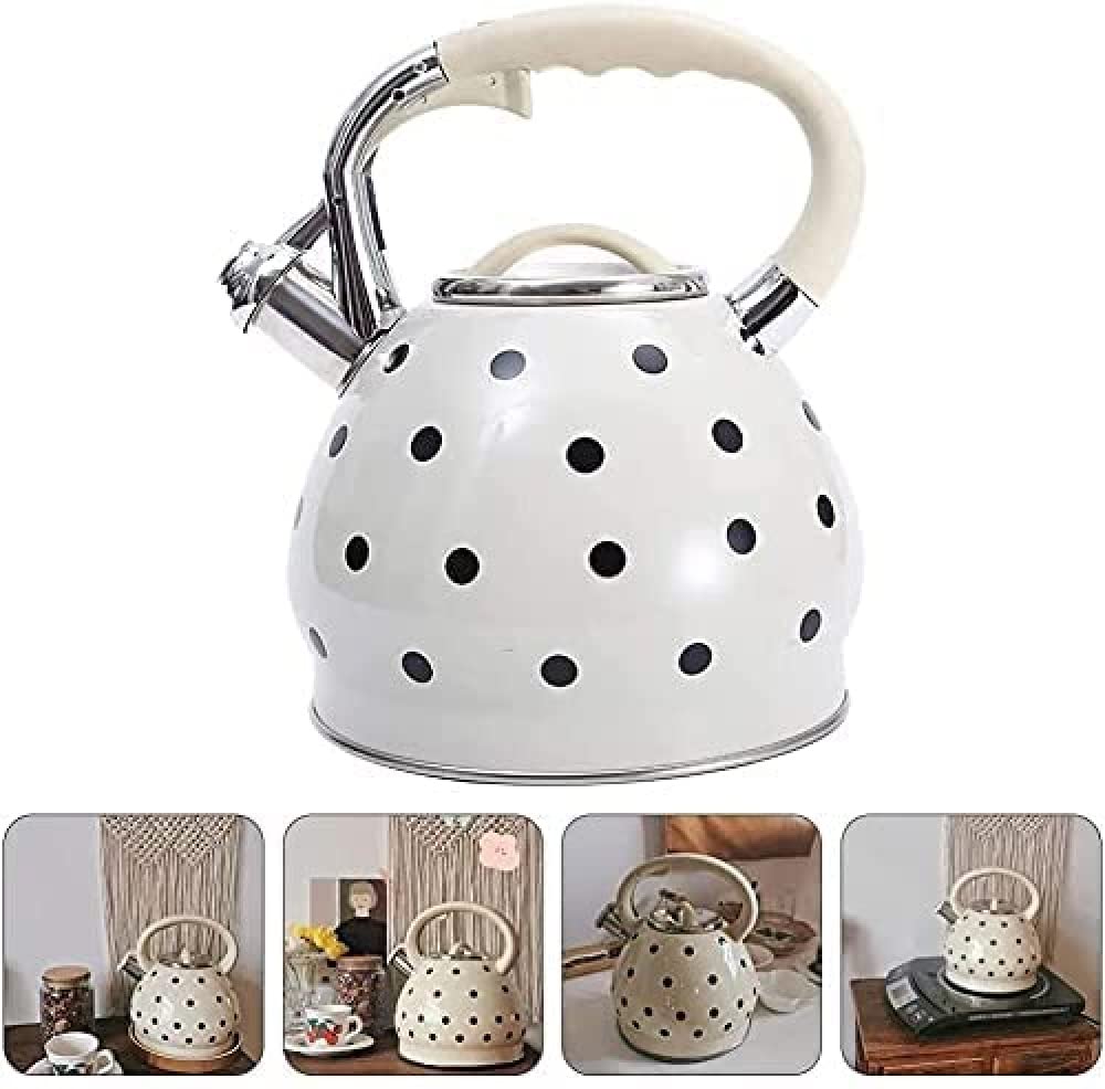 Hervidor de té silbante de 3,5 litros, Tetera de Cocina de Acero Inoxidable para Todas Las Estufas, Tetera de Tetera con Mango anticalor, antioxidante, Silbato Fuerte-Rojo