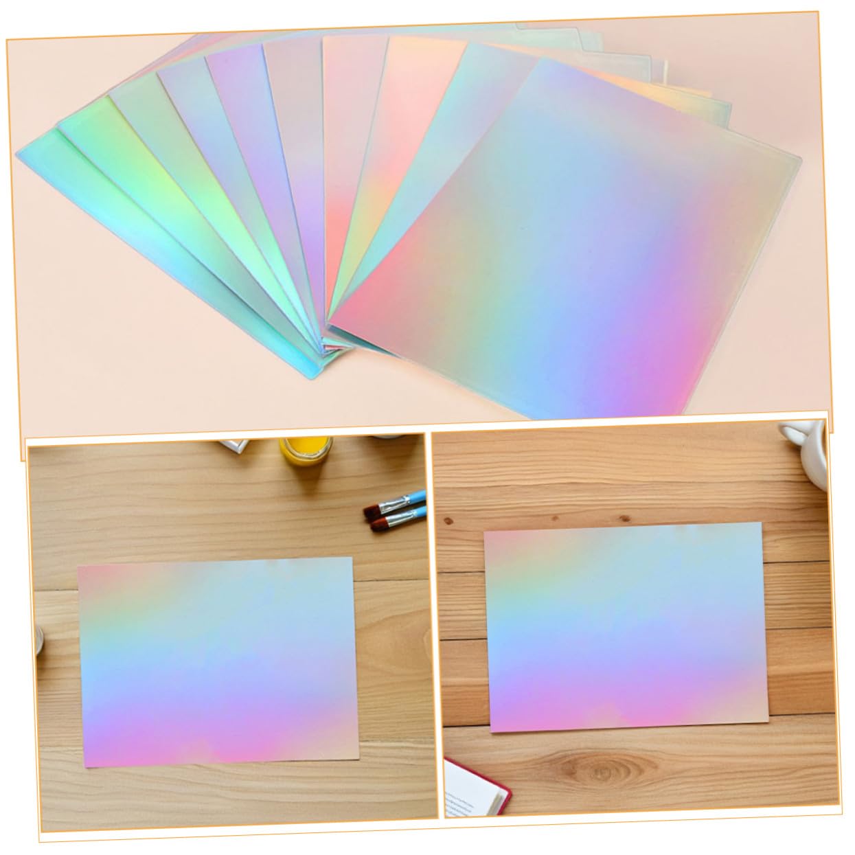 Tofficu 60 piezas Papel Cartulina Metálico Espejo para Manualidades Infantiles DIY Papel Holográfico Iridiscente para Scrapbooking y Creación de Tarjetas Fácil de Cortar y Plegar