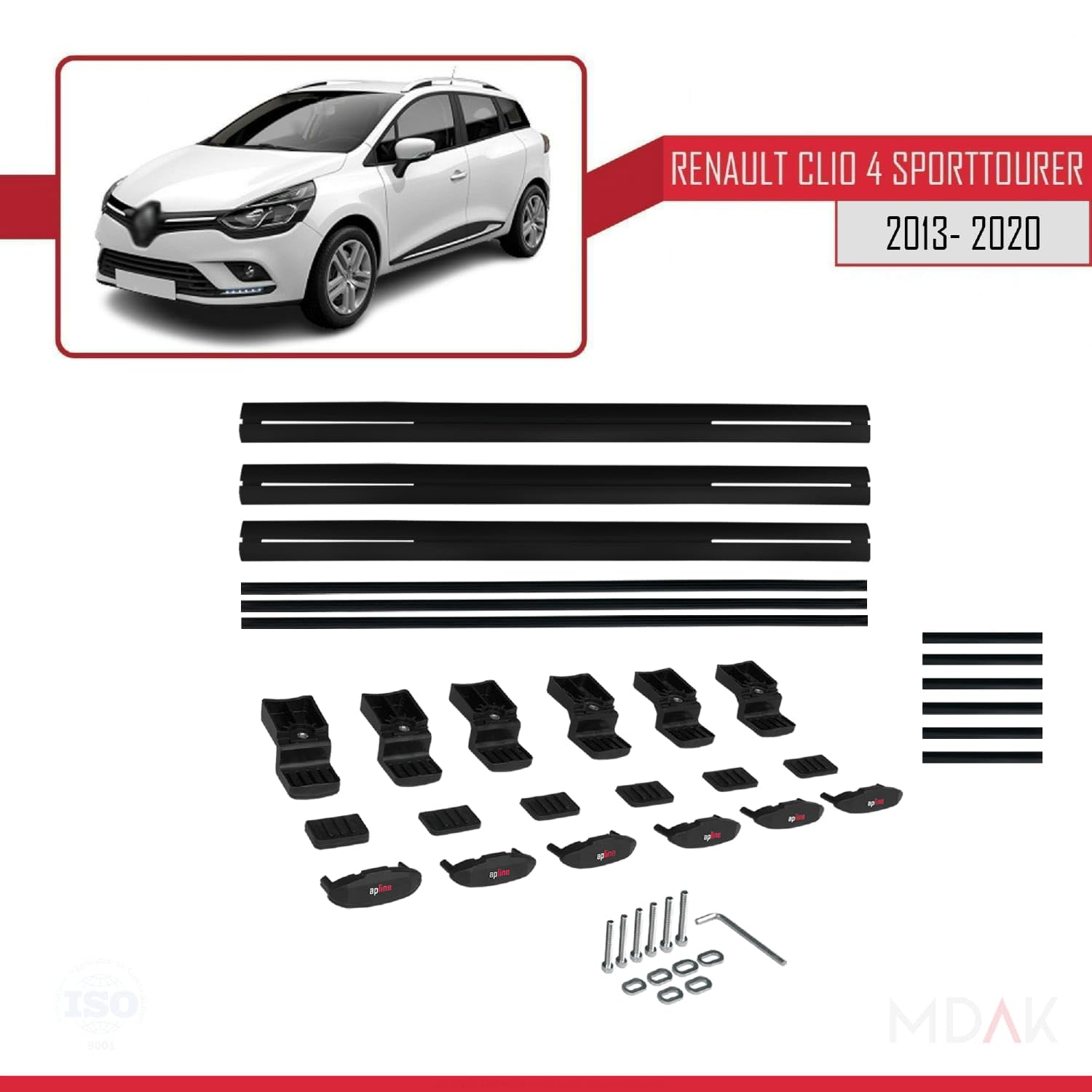 MDAK Barres De Toit FLY Pour Peugeot Rifter 2019-2022 – 2 Barres Aluminium Gris – Charge 75 Kg