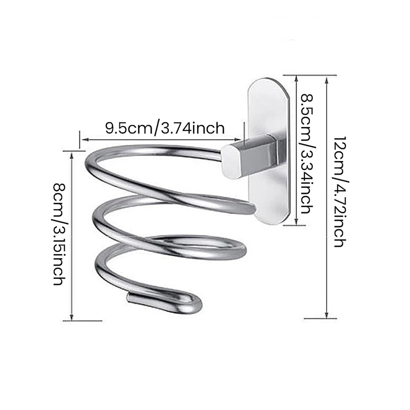2Pcs Haartrockner Halter Wand Organizer Spirale Ständer Rack Aluminium Bad Regal Zubehör Regale Für Haartrockner(Black)