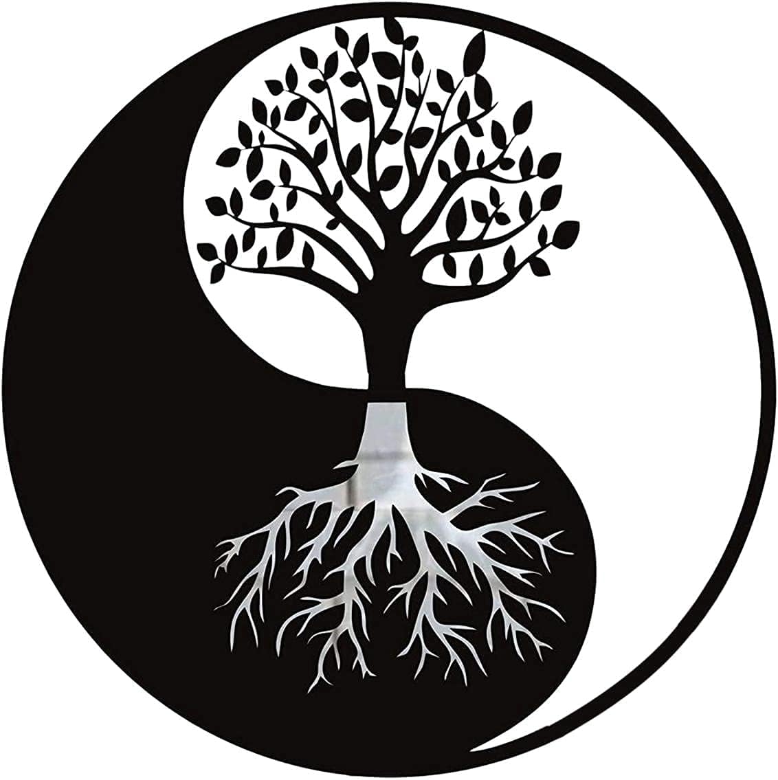 PAKEY Metal Wall Decoration, Tree of Life Symbol, Birch Wood, Spiritual Decoration, Metal Symbol Cut-Out, Window Decoration, Esoteric Amulet, Living Room, Garden, Wall Decoration, 28 x 28 cm