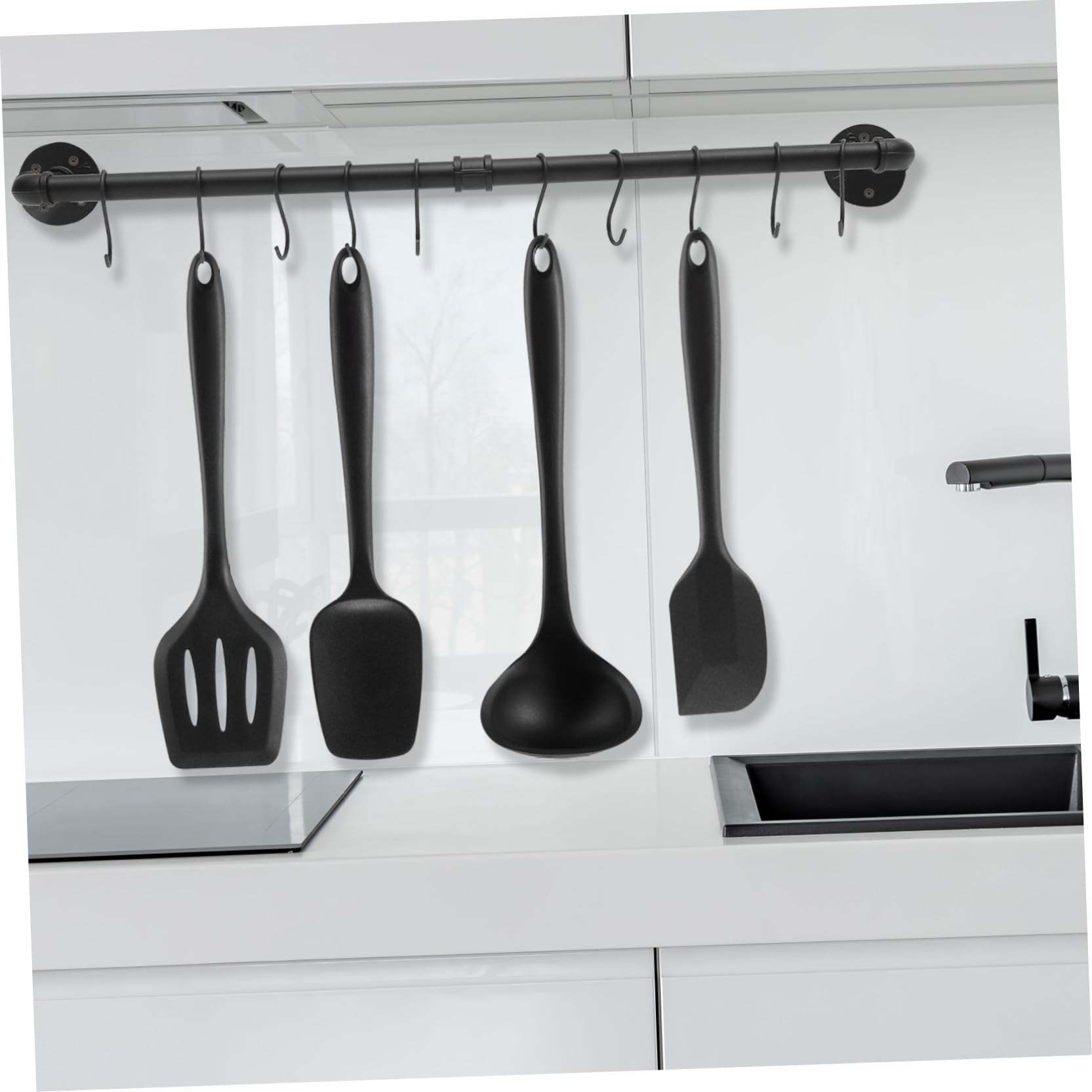 Cabilock 1ensemble Support Murale De Cuisine Industrial Avec Crochets Pour Casseroles Et Poêles Organisateur De Pots Et Ustensiles De Cuisine Rail Pratique Et Économiseur Espace