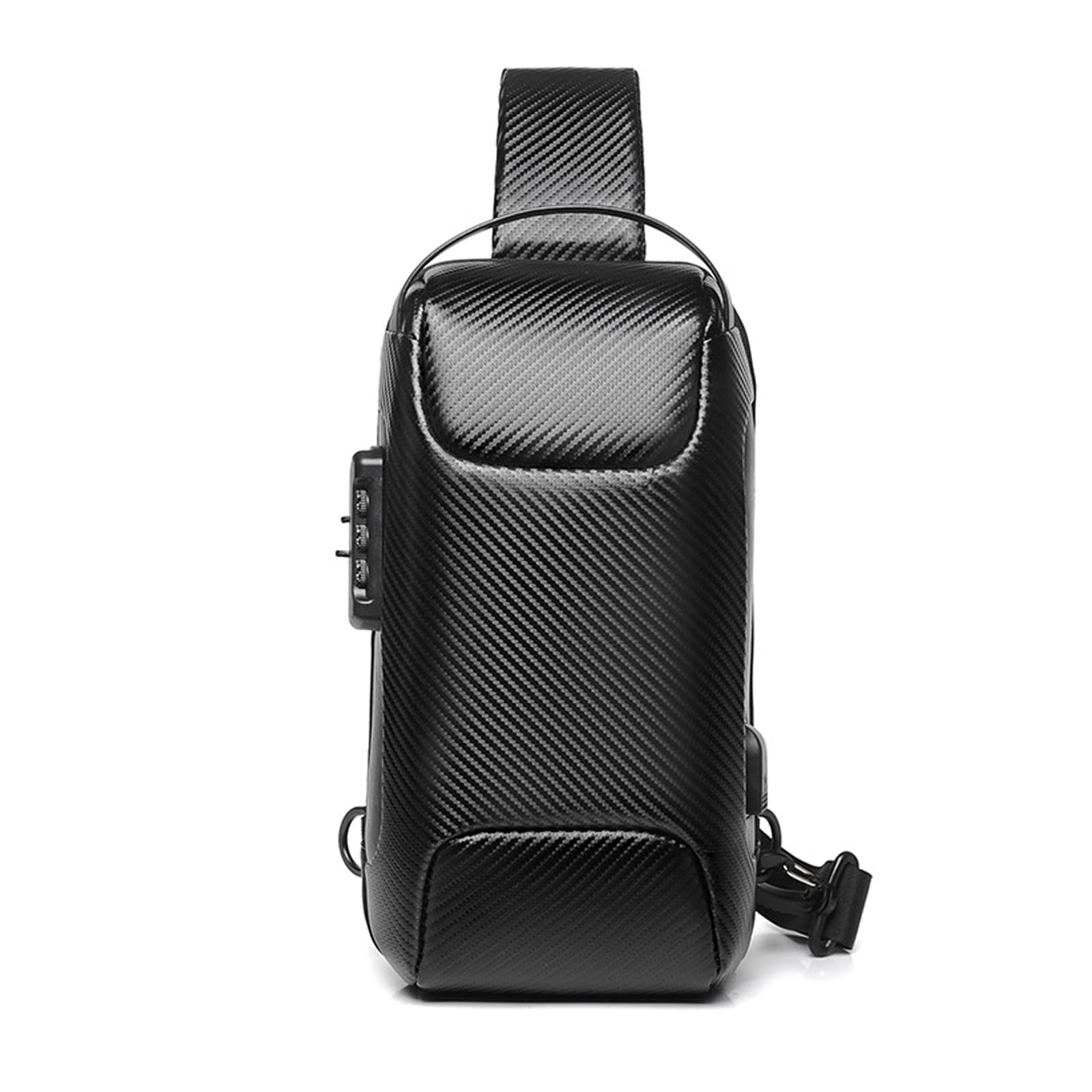FANDARE Antifurto Zaino Monospalla Uomo Borse piccole a tracolla con USB Business Borsa a Spalla Impermeabile Stile auto sportive per Scuola Outdoor Ciclismo Viaggio Multitasche Piccolo Zaino Nero A