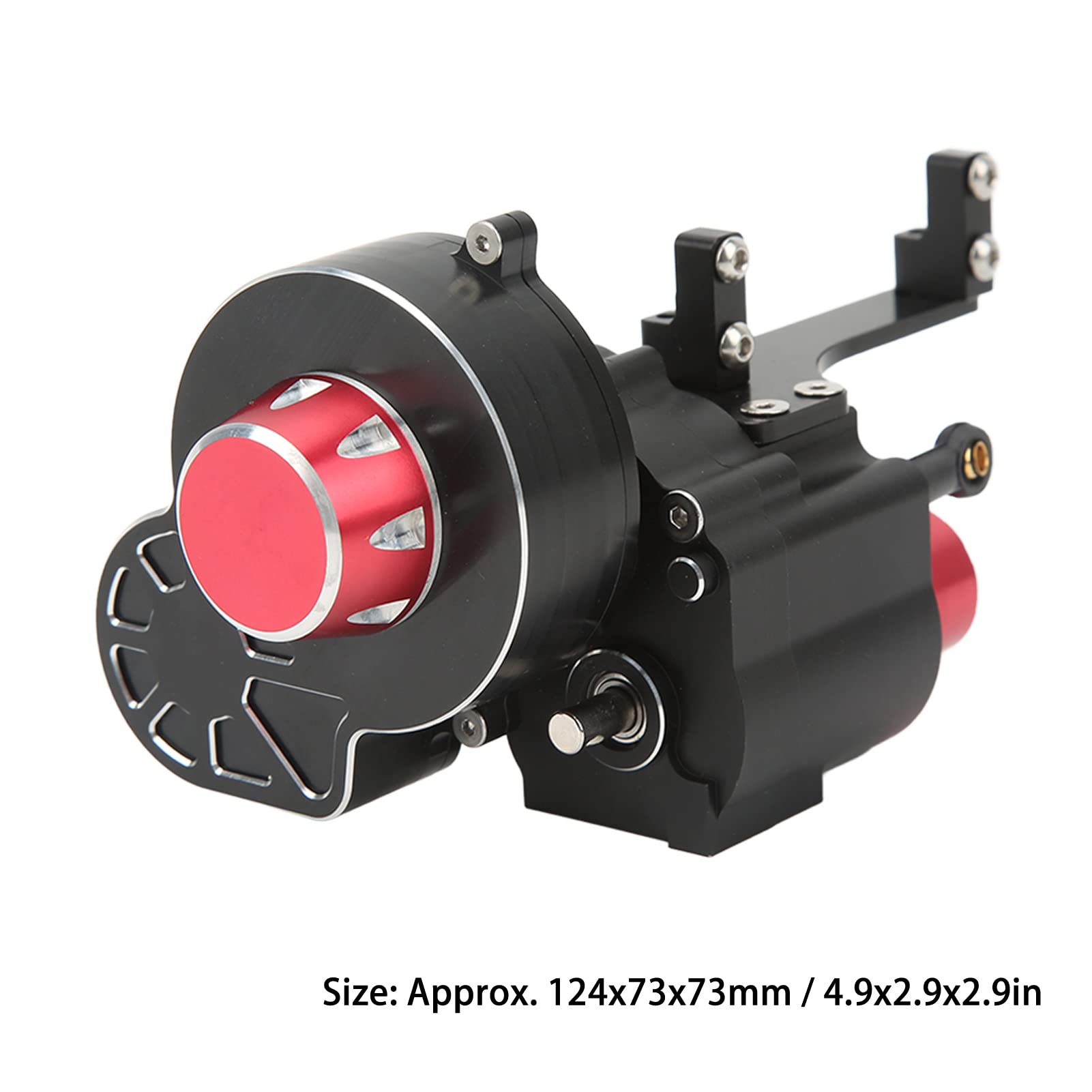 plplaaoo RC Car Wave Box dwubiegowa skrzynia biegów ze stopu aluminium Back Transmission Wave Box do Axial SCX10 I II III RC samochód wspinaczkowy czarno-czerwony 124 x 73 x 73 mm