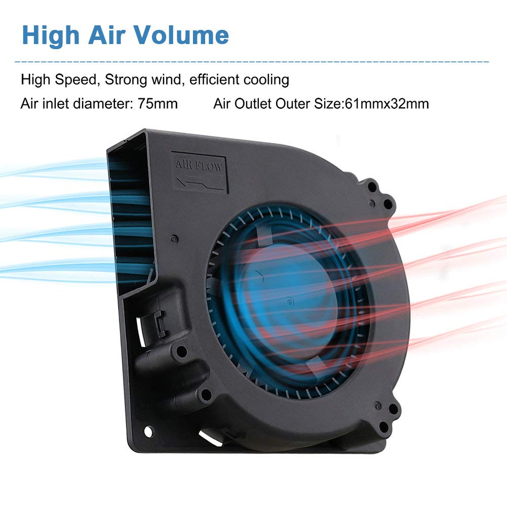 GDSTIME Ventilateur de refroidissement 120 mm 120 x 32 mm Ventilateur turbo 120 mm Ventilateur centrifuge 24 V Ventilateur de refroidissement sans balais 3000 tr/min Ventilateur de refroidissement