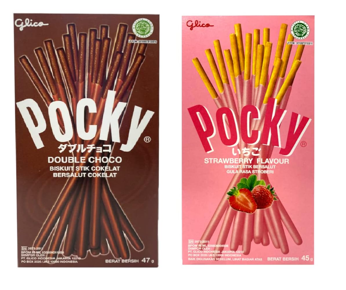 Pocky Double Choco Cream Covered Biscuit Stick (47g) And Pocky Strawberry (45g) (B0D1N9Y39H) Amazon Price History, Amazon Price Tracker