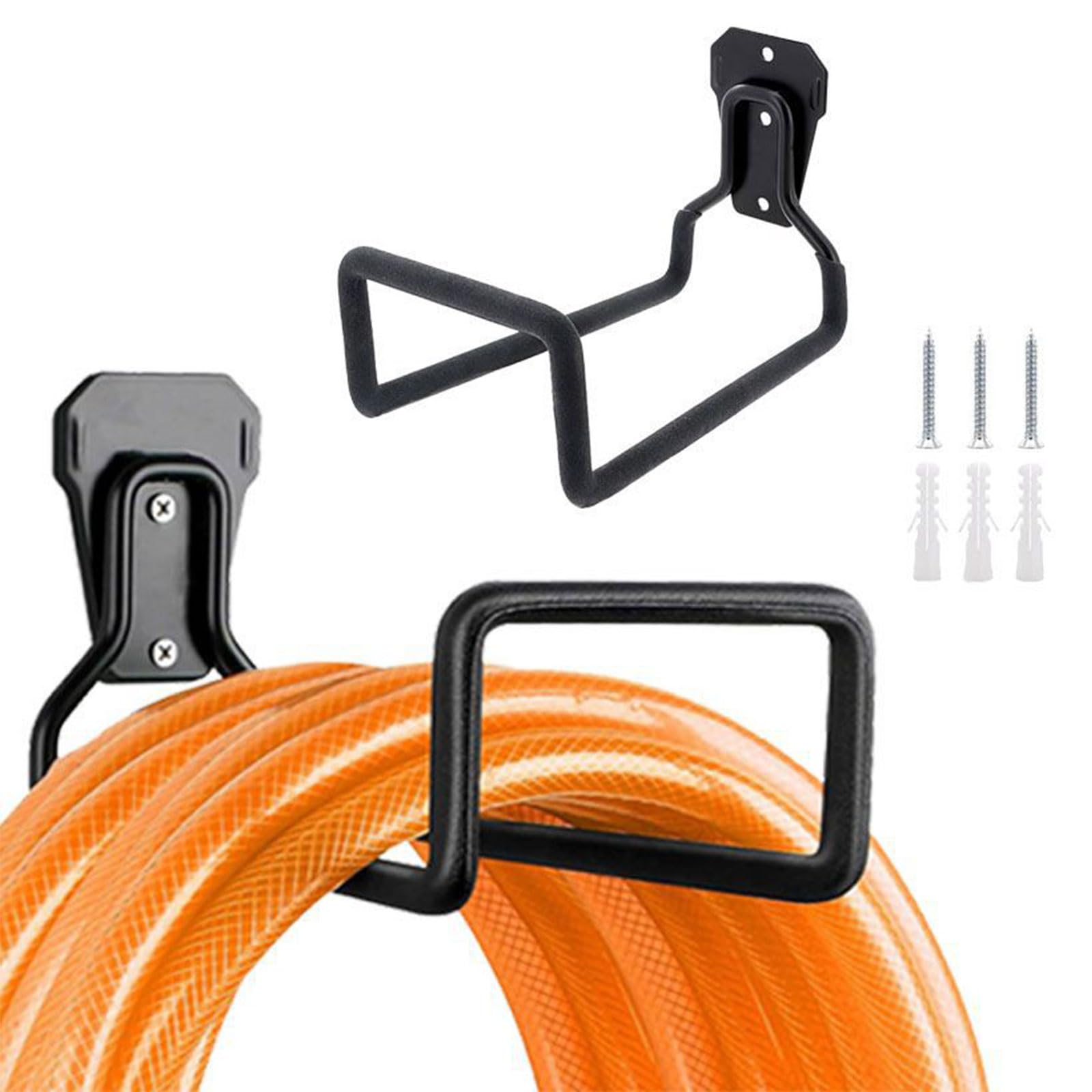 Lot de 2 tuyaux en métal pour garage et piscine avec construction antirouille en fer et pièces de rangement murales en métal avec bobine de finition résistante à l'eau avec housse de garage robuste