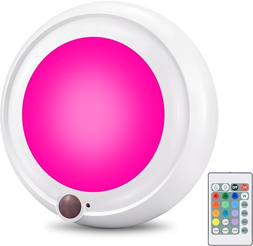 Lámpara de techo LED que funciona con pilas, control remoto, 12 colores cambiantes, luz de ducha, luz nocturna regulable para pasillo, dormitorio,