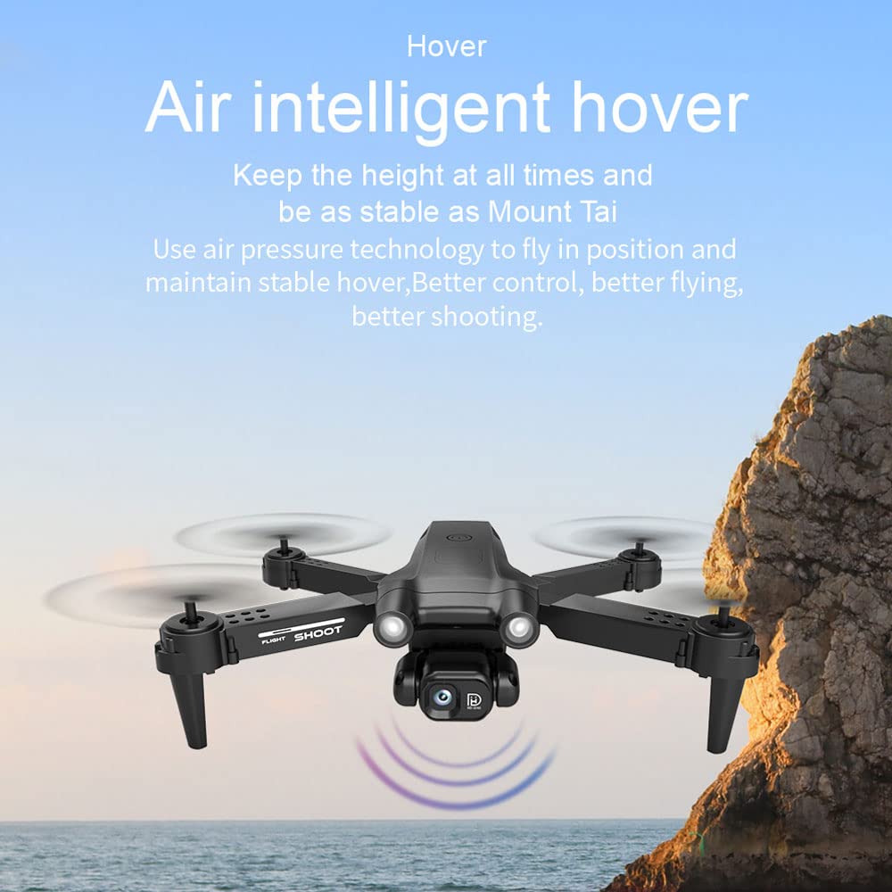 Drone pieghevole con videocamera 4K per adulti, videocamera live FPV Quadricottero RC, ritorno automatico, Follow Me, Waypoint Fly, 3 batterie per 60 minuti di volo per ragazze di Natale (grey )