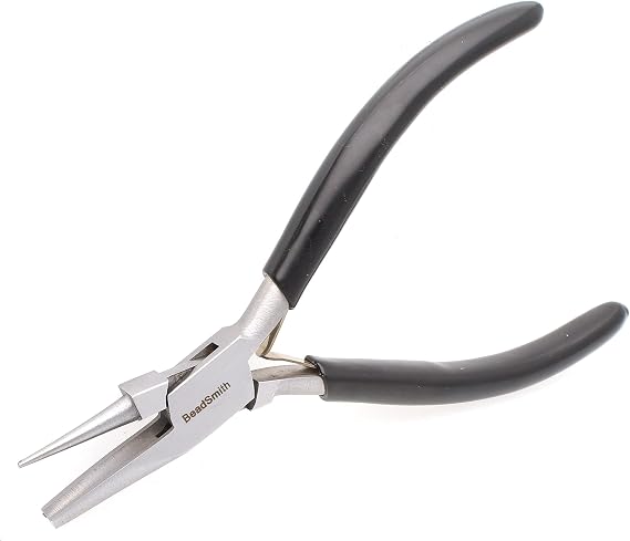 The Beadsmith Round Hollow Nose Plier 5in Jewelry Wire Looping & Bending Tool with Steel Head, Black PVC Grip & Double Leaf Springs