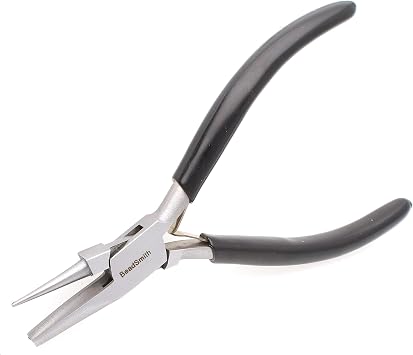 The Beadsmith Round Hollow Nose Plier 5in Jewelry Wire Looping & Bending Tool with Steel Head, Black PVC Grip & Double Leaf Springs