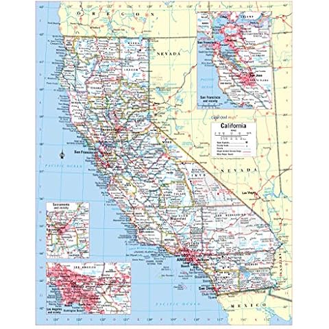 Cool Owl Maps California State Wall Map Poster Large Print Rolled (Laminated) Cover