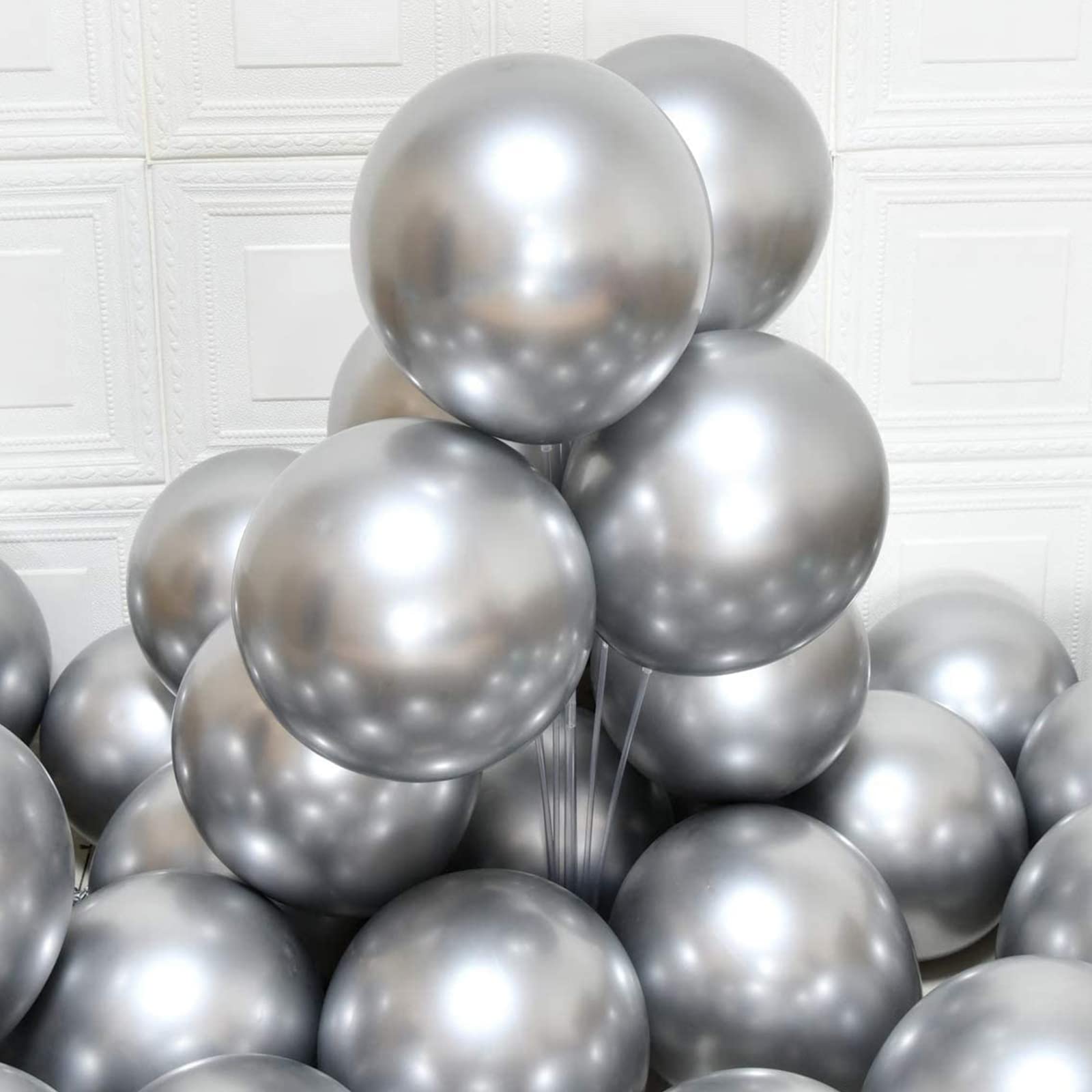 Bealif Lot De 6 Ballons Métalliques De 45,7 Cm D'épaisseur - Chromés