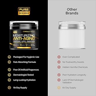 PURE RESEARCH Men's Face Cream Moisturizer - Anti-Aging Cream For Men, Collagen, Retinol & Hyaluronic Acid - Day & Night - Made in USA - Anti Wrinkle 1.7 oz