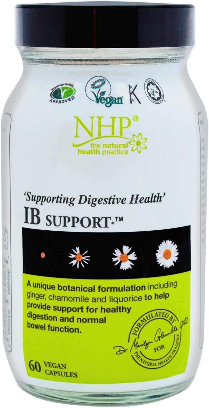 NHP Advanced IB Support Supplement 60 Vegan CapsulesโDigestive Formula with Peppermint Slippery Elm Ginger Turmeric Gluten Free for Bloating IBS Relief Gut Health Bowel Comfort & Immune Health