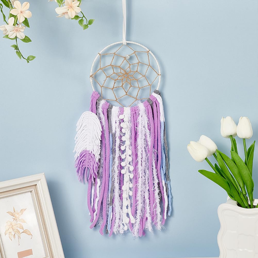 BEUNITONE Traumfänger DIY-Set - 2 Stück Boho Design In Lila/Blau, 50 Cm Lang Mit 15 Cm Durchmesser