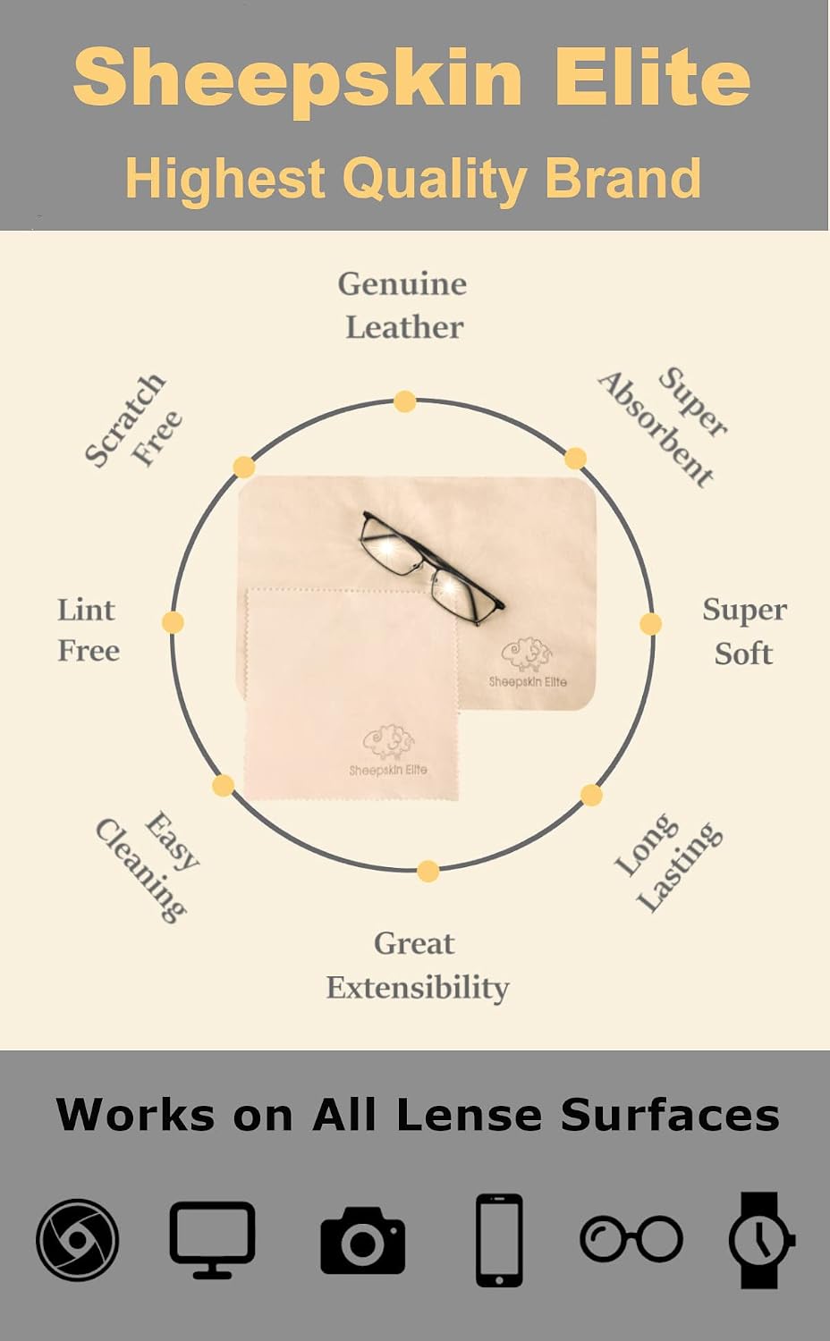 Natural Chamois Leather Eyeglass Cleaning Cloth Camera Lens Cleaning Cloths Screen Cleaning Cloth Glasses Cleaning Cloth Tablets Chamois Cleaning Cloths for Eyeglasses (3 Packs, 2 Large, 1 Small)