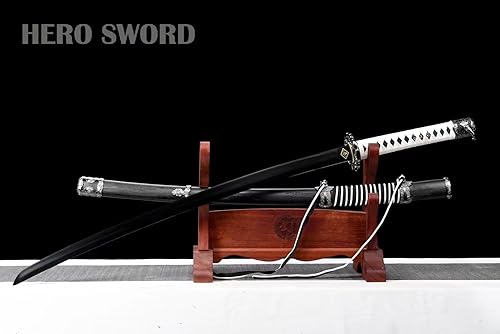 Miniatura 5 de HERO SWORD HERO SWORD SEKIRO Shadows Die Twice Wolf Cosplay Réplica Espada Mortal Blade Juego Japonés Katana Real Sharp NEGRO Alto Manganeso Acero