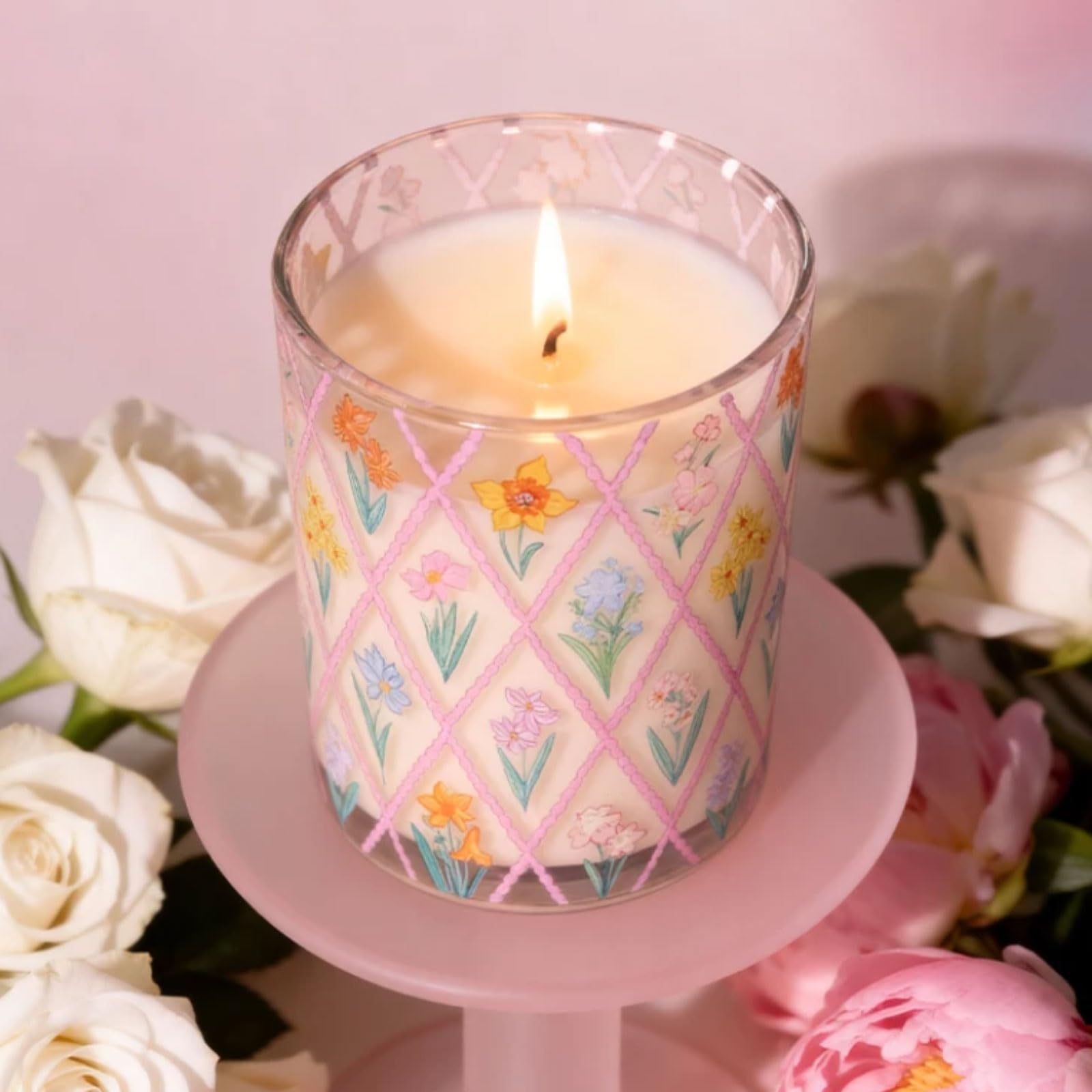 Velas de vidrio hechas con cera de soja y aceites esenciales, velas en tarro de té verde y azahar, de larga duración, perfumadas for el hogar(Blu)